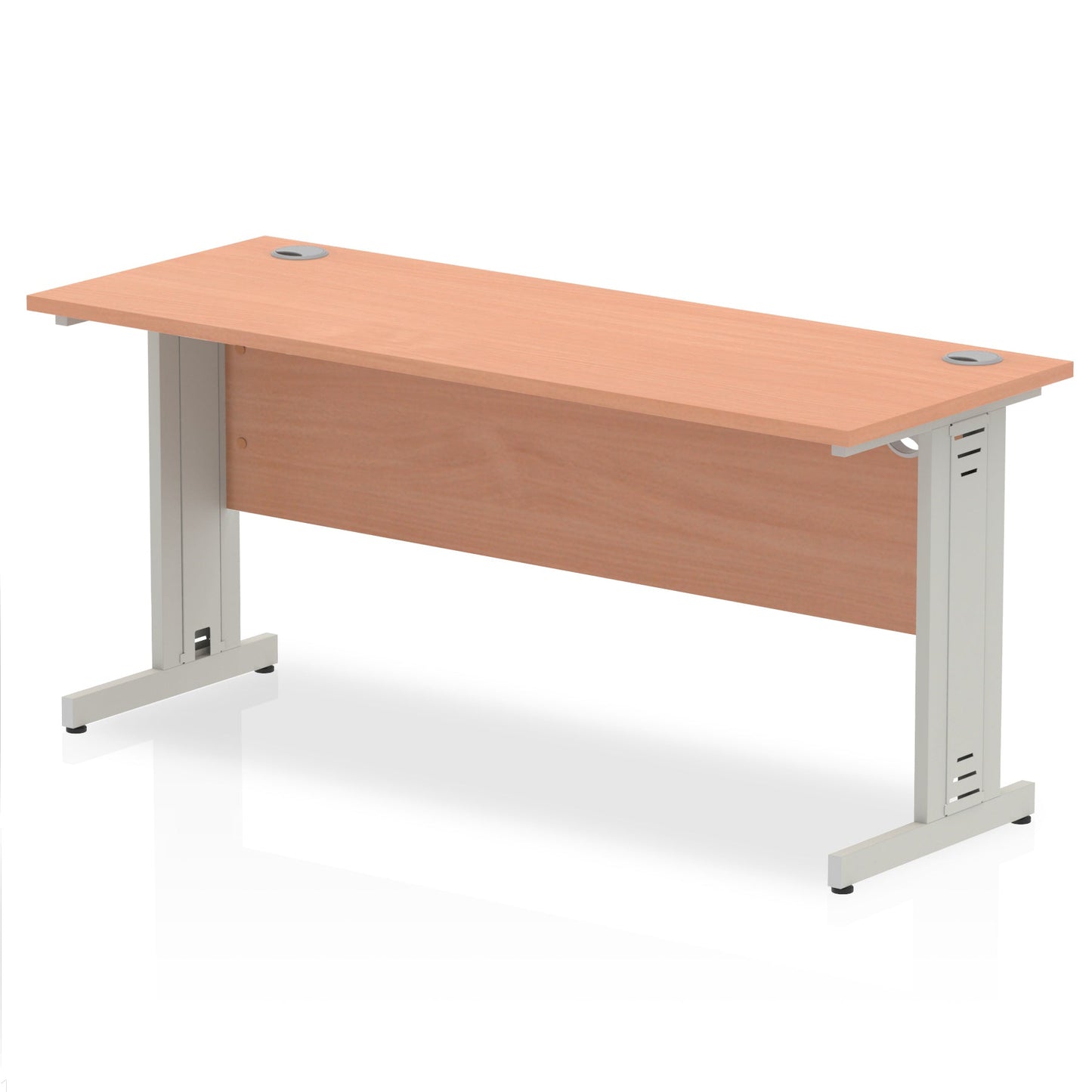 Impulse 1600 x 600mm Straight Desk Beech Top Silver Cable Managed Leg MI001761 - ONE CLICK SUPPLIES