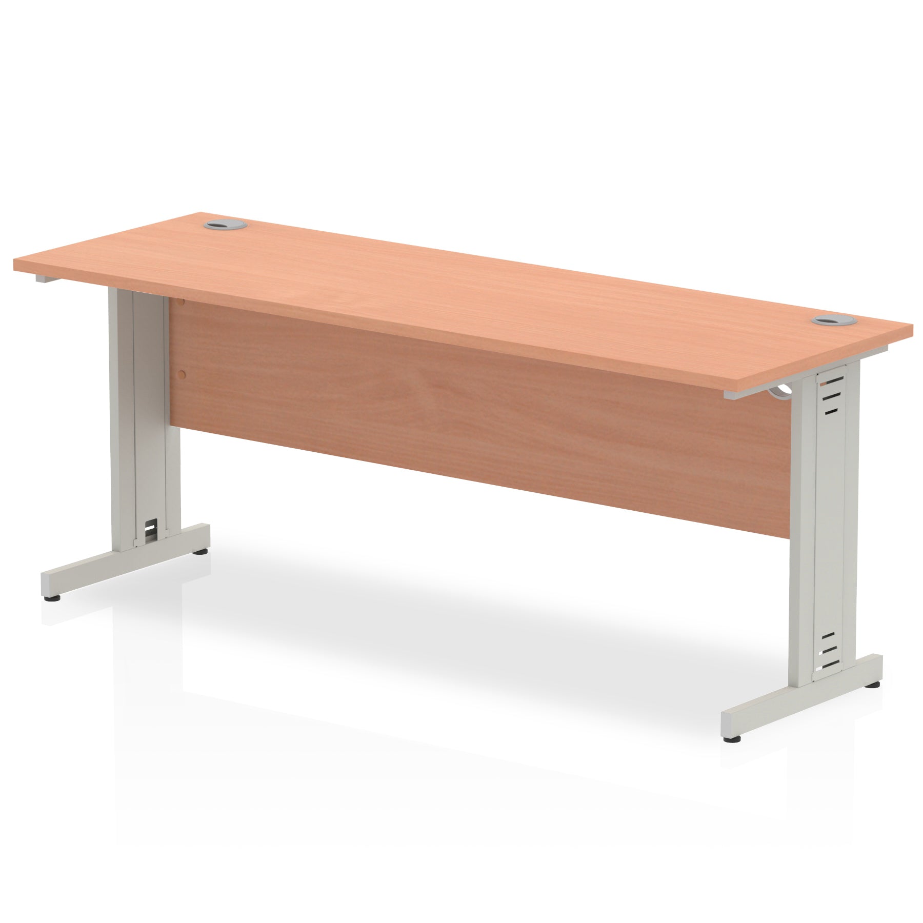 Impulse 1800 x 600mm Straight Desk Beech Top Silver Cable Managed Leg MI001762 - ONE CLICK SUPPLIES