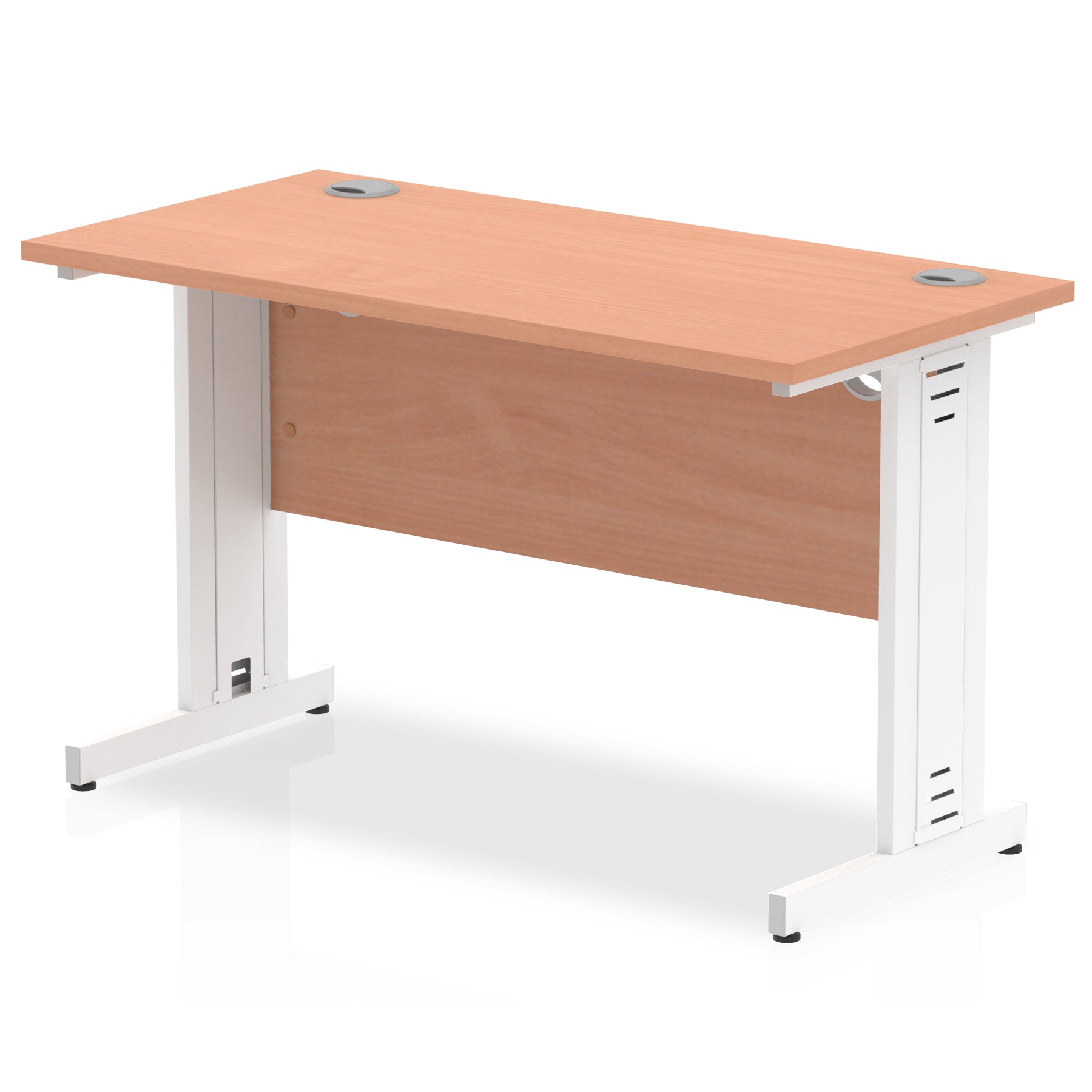 Impulse 1200 x 600mm Straight Desk Beech Top White Cable Managed Leg MI001764 - ONE CLICK SUPPLIES