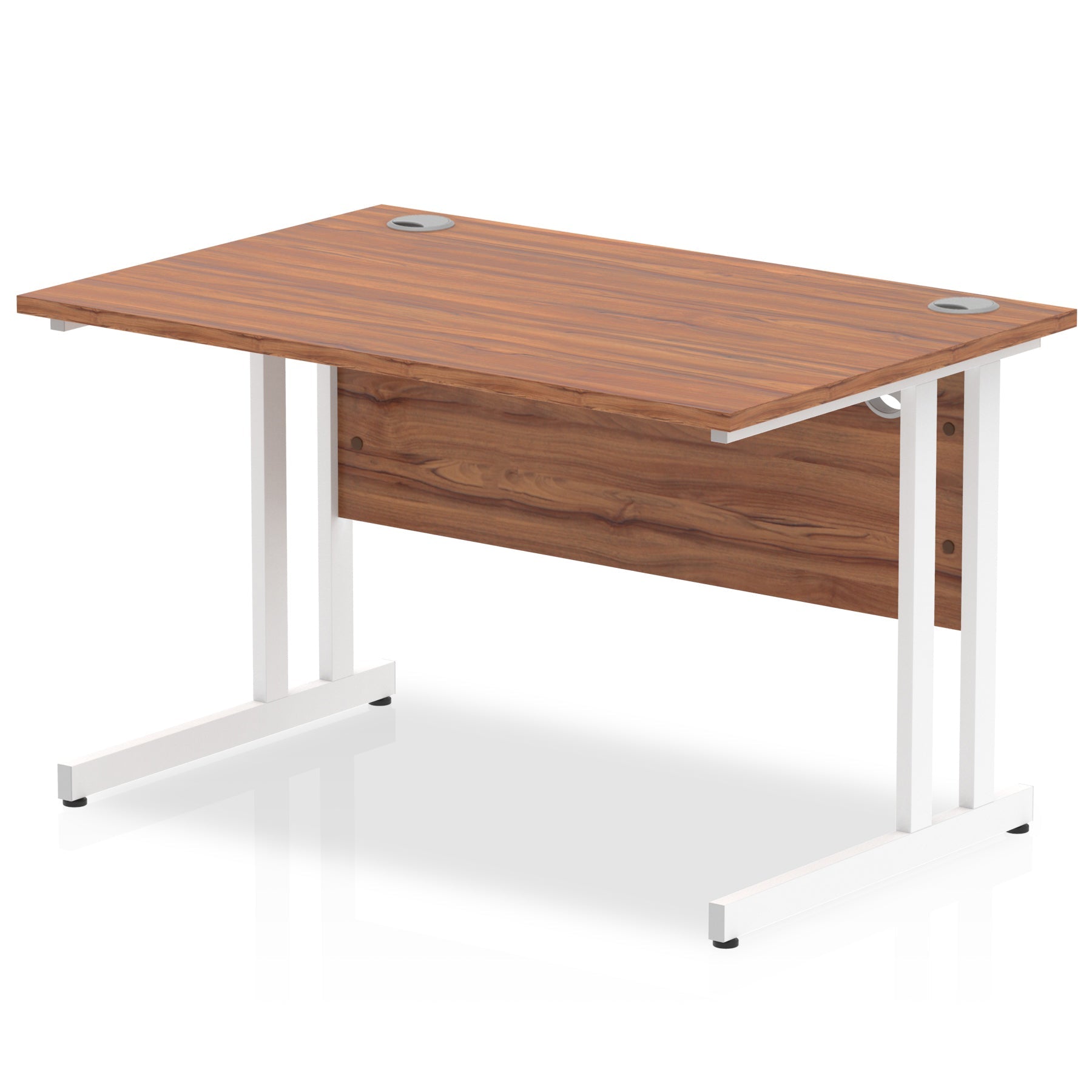 Impulse 1200 x 800mm Straight Desk Walnut Top White Cantilever Leg MI001905 - ONE CLICK SUPPLIES