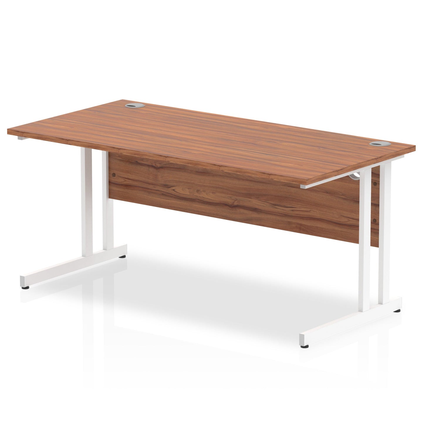 Impulse 1600 x 800mm Straight Desk Walnut Top White Cantilever Leg MI001907 - ONE CLICK SUPPLIES