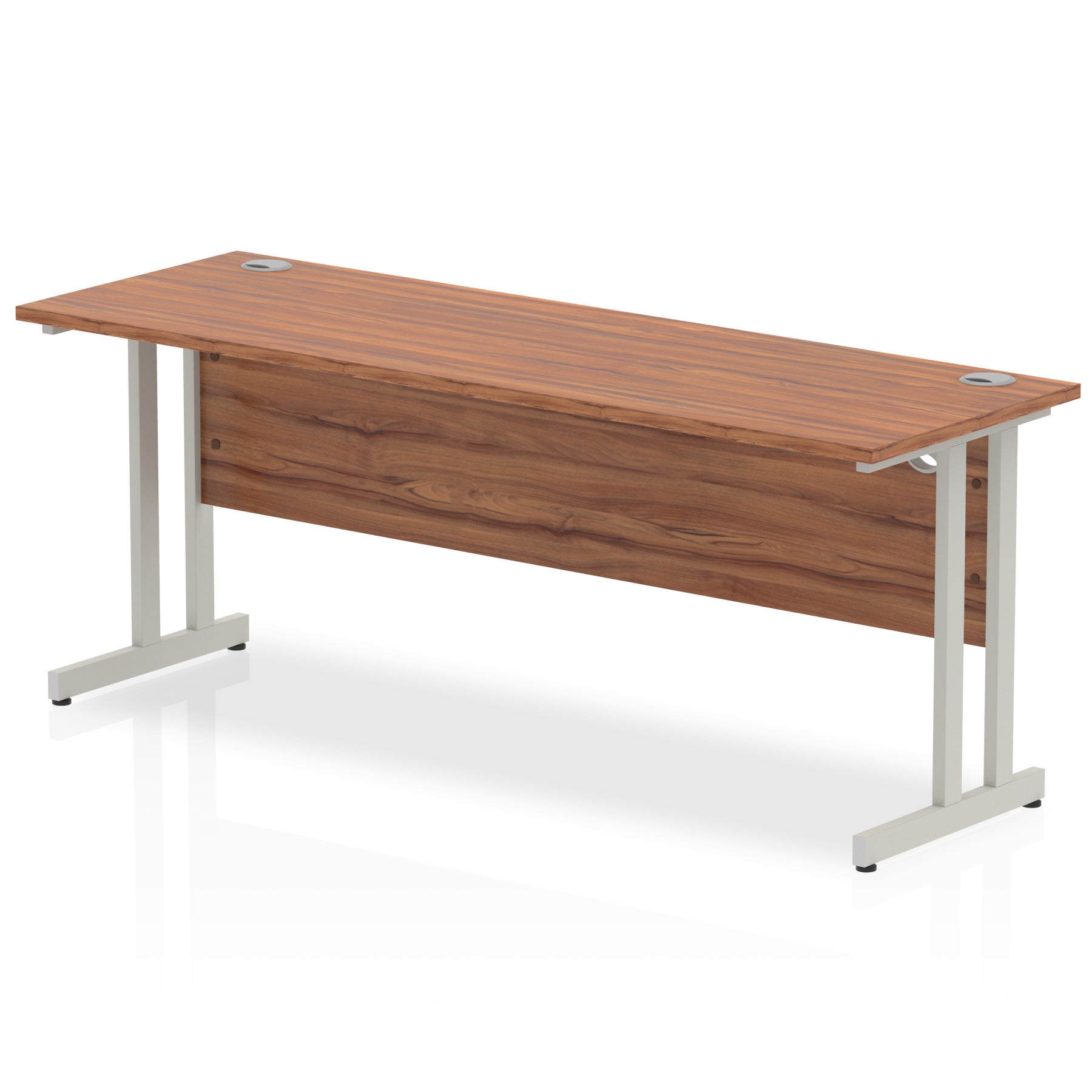 Impulse 1800 x 600mm Straight Desk Walnut Top Silver Cantilever Leg MI001913 - ONE CLICK SUPPLIES