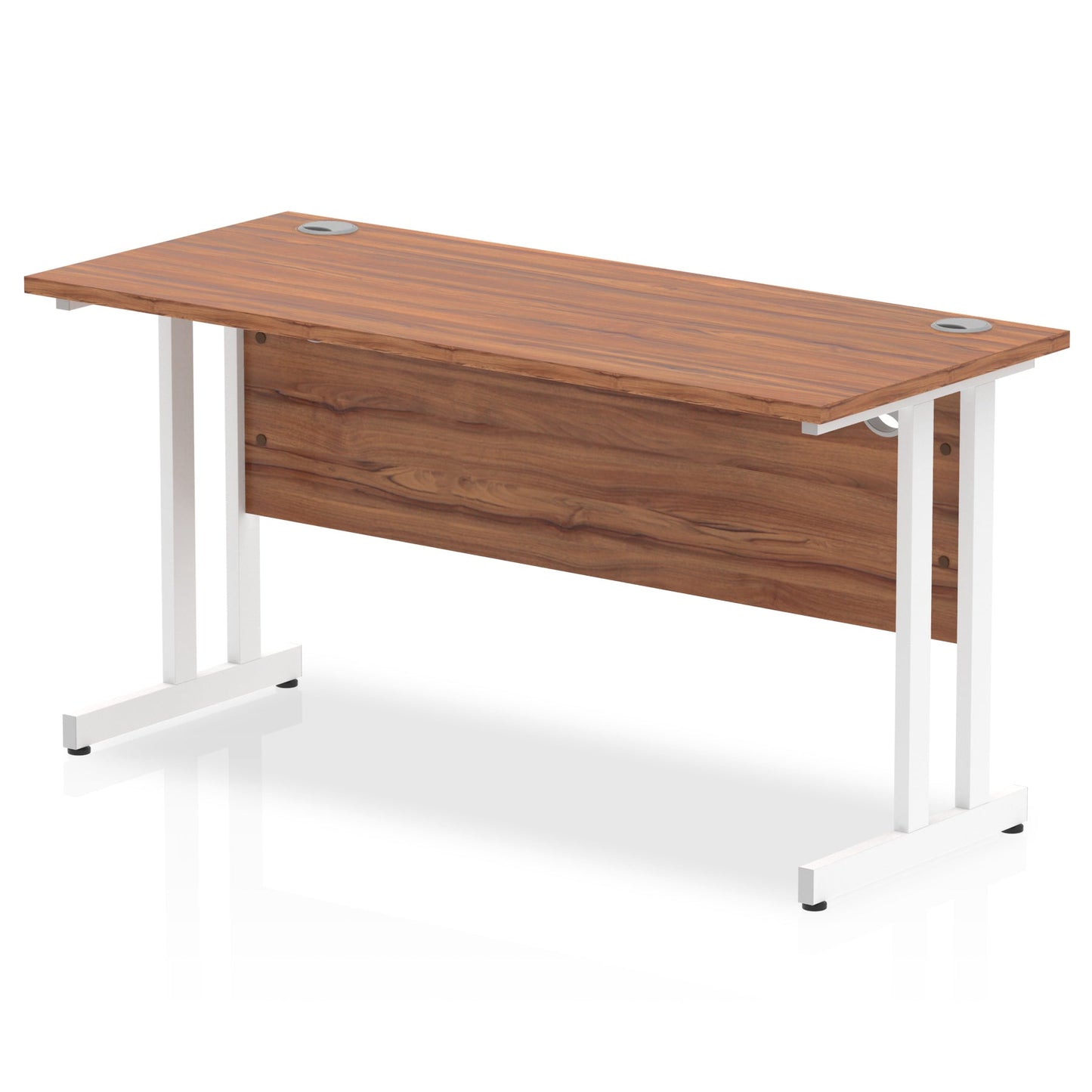 Impulse 1400 x 600mm Straight Desk Walnut Top White Cantilever Leg MI001916 - ONE CLICK SUPPLIES