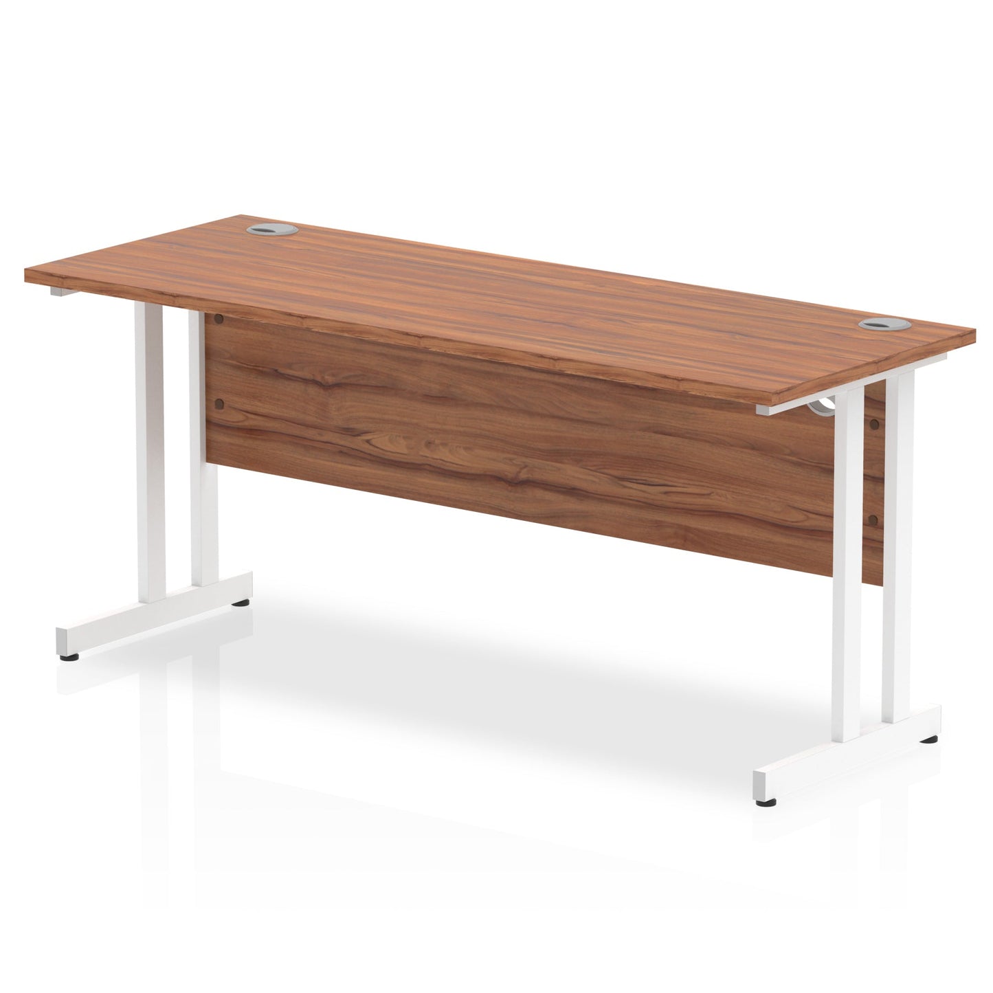 Impulse 1600 x 600mm Straight Desk Walnut Top White Cantilever Leg MI001917 - ONE CLICK SUPPLIES