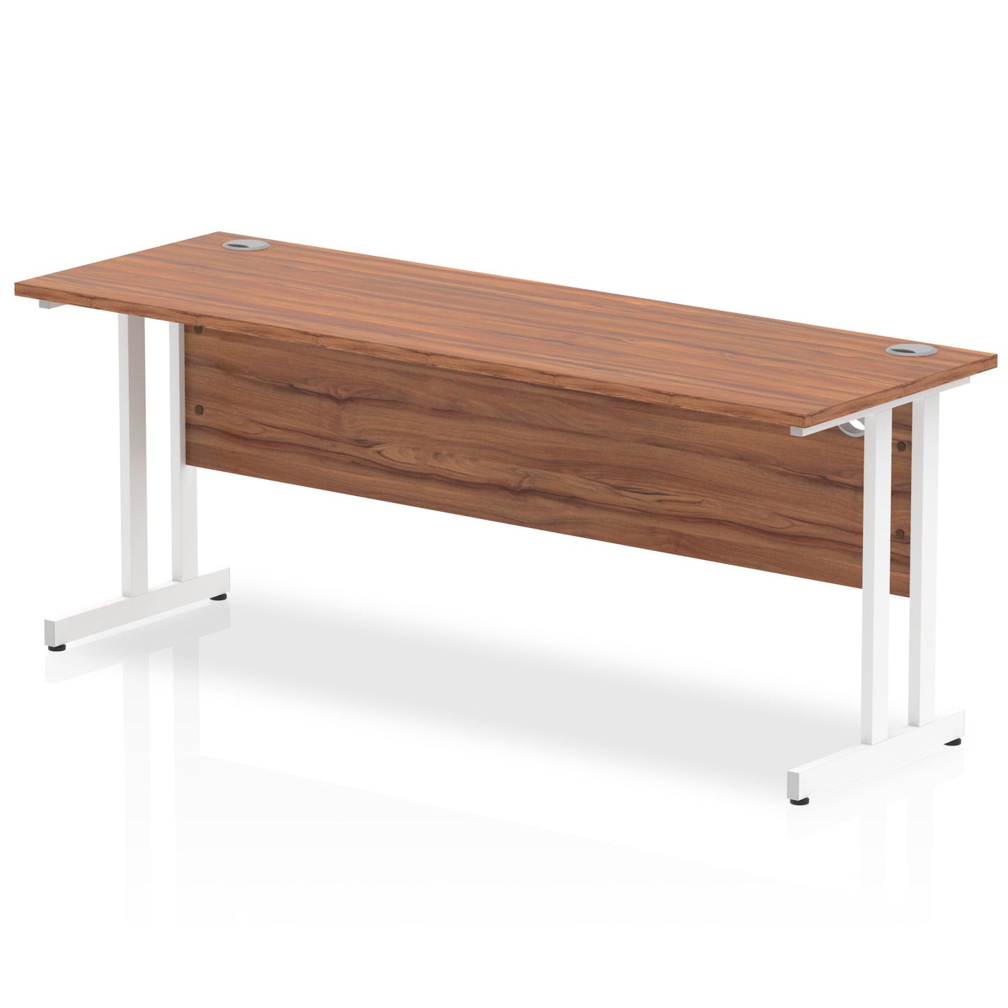 Impulse 1800 x 600mm Straight Desk Walnut Top White Cantilever Leg MI001918 - ONE CLICK SUPPLIES