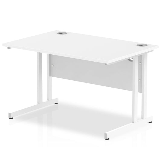 Impulse 1200 x 800mm Straight Desk White Top White Cantilever Leg MI002191 - ONE CLICK SUPPLIES