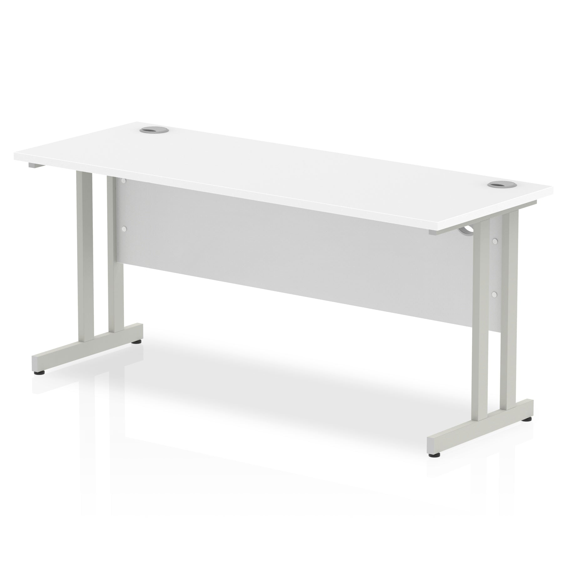 Impulse 1600 x 600mm Straight Desk White Top Silver Cantilever Leg MI002198 - ONE CLICK SUPPLIES