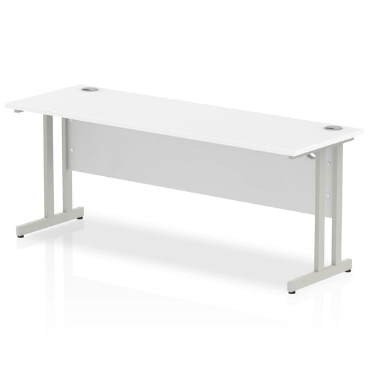 Impulse 1800 x 600mm Straight Desk White Top Silver Cantilever Leg MI002199 - ONE CLICK SUPPLIES