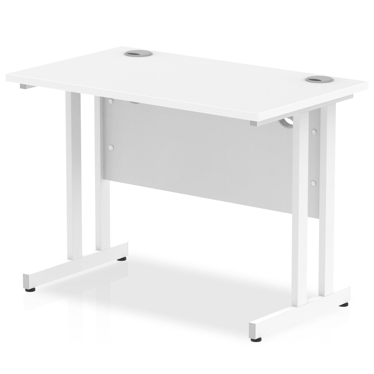 Impulse 1000 x 600mm Straight Desk White Top White Cantilever Leg MI002200 - ONE CLICK SUPPLIES