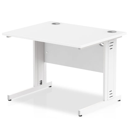 Impulse 1000 x 800mm Straight Desk White Top White Cable Managed Leg MI002270 - ONE CLICK SUPPLIES