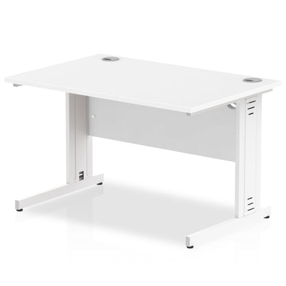 Impulse 1200 x 800mm Straight Desk White Top White Cable Managed Leg MI002271 - ONE CLICK SUPPLIES