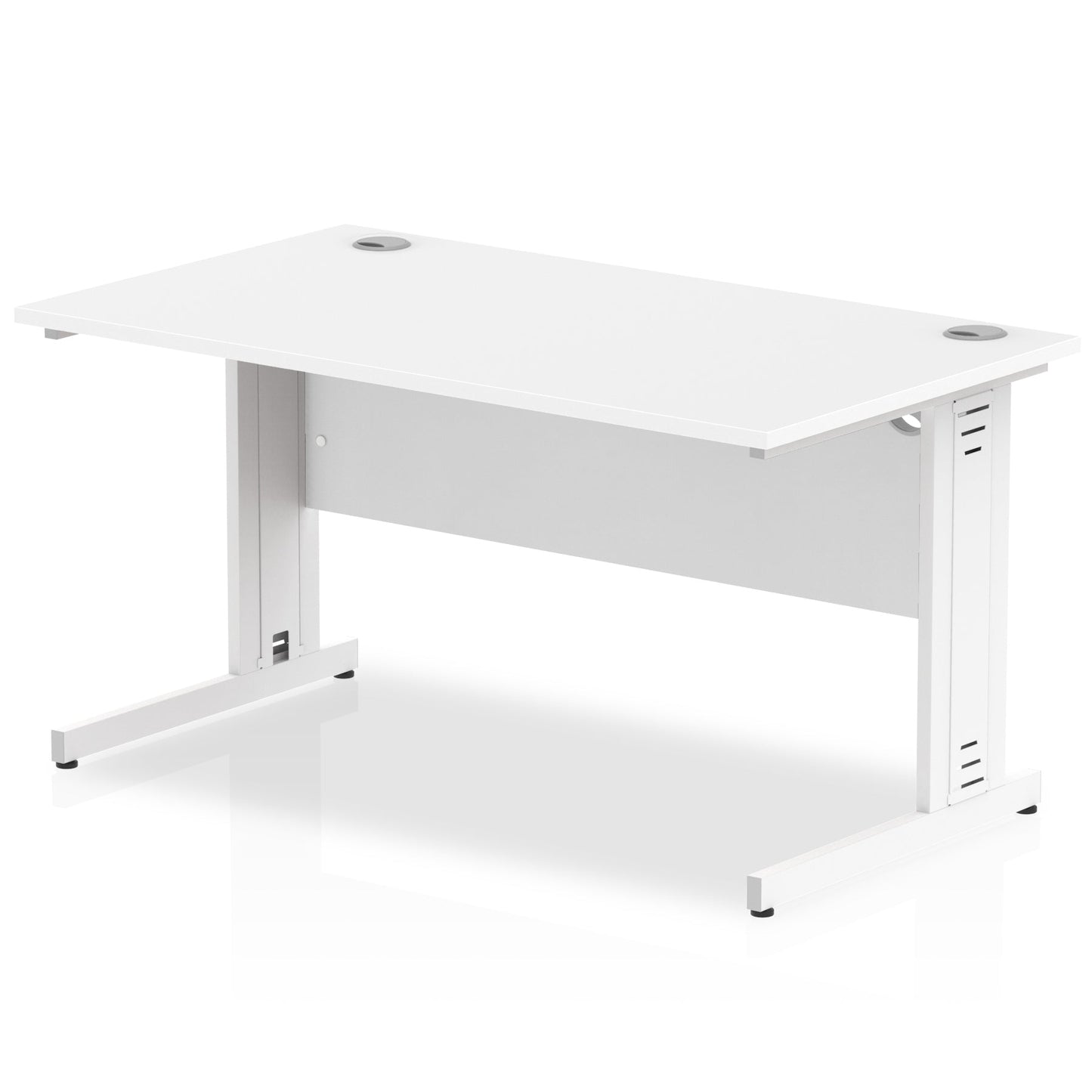 Impulse 1400 x 800mm Straight Desk White Top White Cable Managed Leg MI002272 - ONE CLICK SUPPLIES