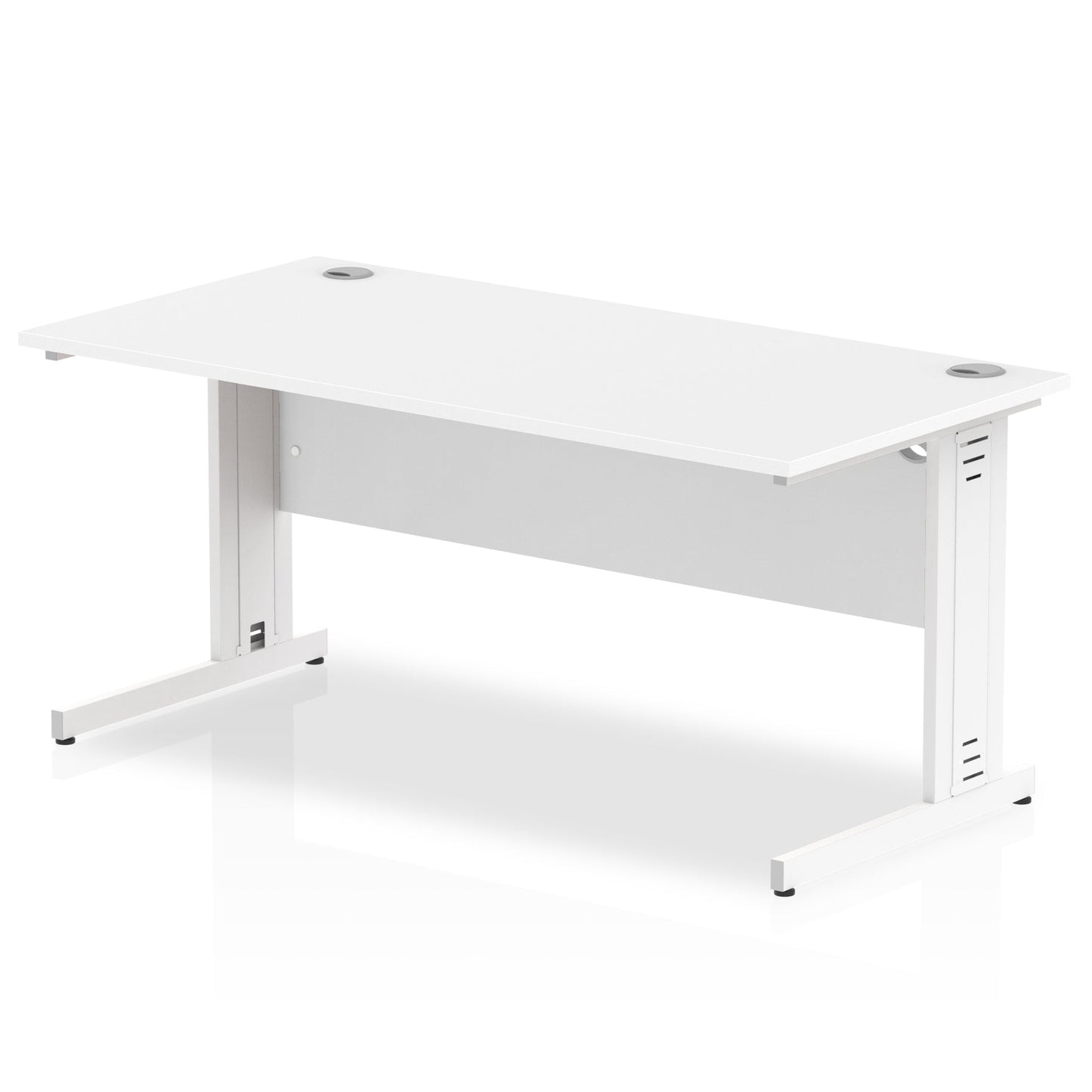 Impulse 1600 x 800mm Straight Desk White Top White Cable Managed Leg MI002273 - ONE CLICK SUPPLIES