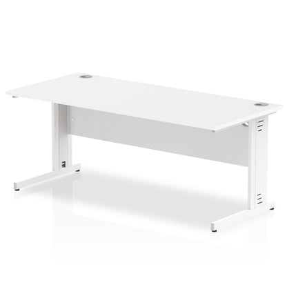 Impulse 1800 x 800mm Straight Desk White Top White Cable Managed Leg MI002274 - ONE CLICK SUPPLIES