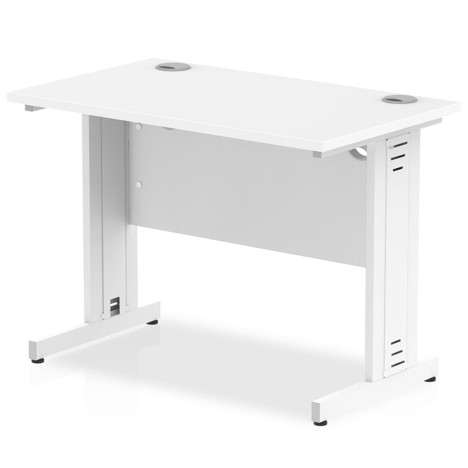 Impulse 1000 x 600mm Straight Desk White Top Silver Cable Managed Leg MI002275 - ONE CLICK SUPPLIES