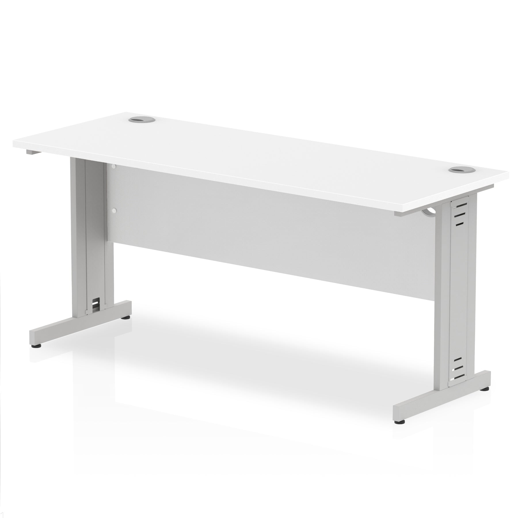 Impulse 1600 x 600mm Straight Desk White Top Silver Cable Managed Leg MI002278 - ONE CLICK SUPPLIES