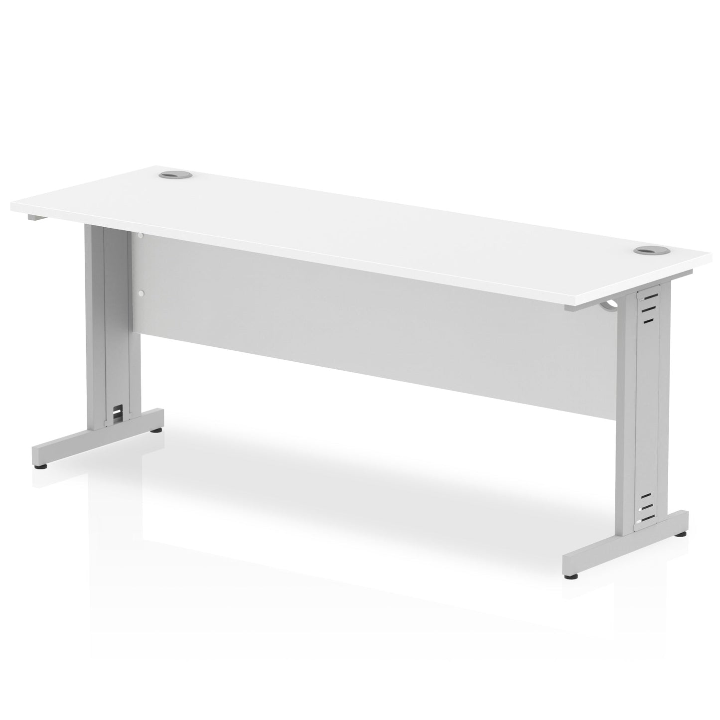 Impulse 1800 x 600mm Straight Desk White Top Silver Cable Managed Leg MI002279 - ONE CLICK SUPPLIES