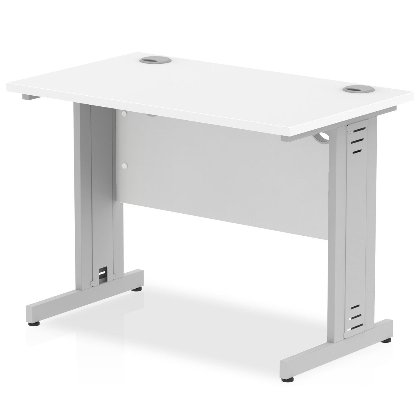 Impulse 1000 x 600mm Straight Desk White Top White Cable Managed Leg MI002280 - ONE CLICK SUPPLIES