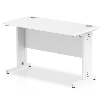 Impulse 1200 x 600mm Straight Desk White Top White Cable Managed Leg MI002281 - ONE CLICK SUPPLIES