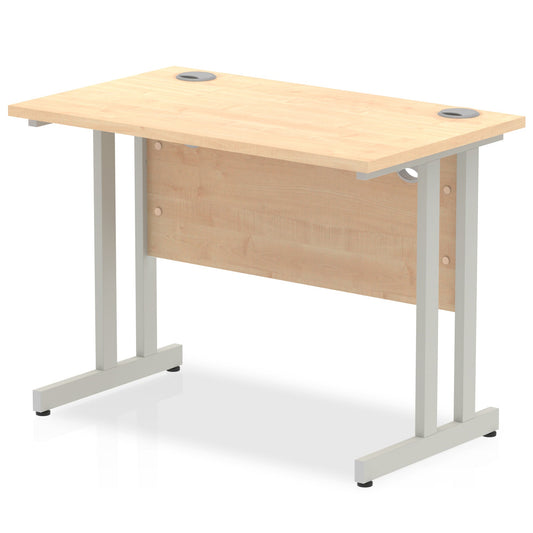 Impulse 1000 x 600mm Straight Desk Maple Top Silver Cantilever Leg MI002421 - ONE CLICK SUPPLIES