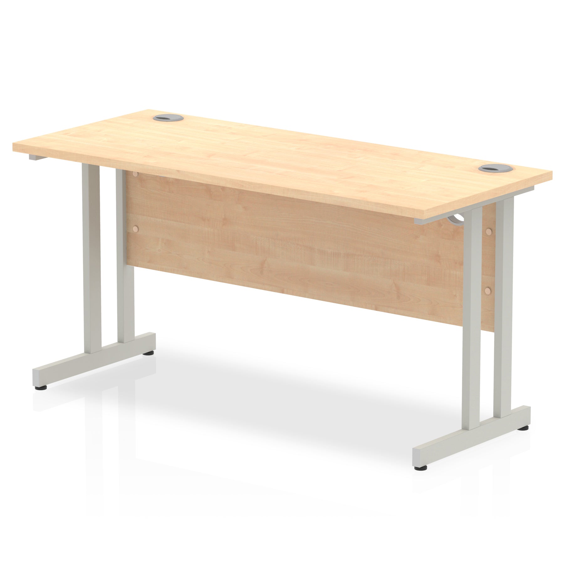 Impulse 1400 x 600mm Straight Desk Maple Top Silver Cantilever Leg MI002423 - ONE CLICK SUPPLIES