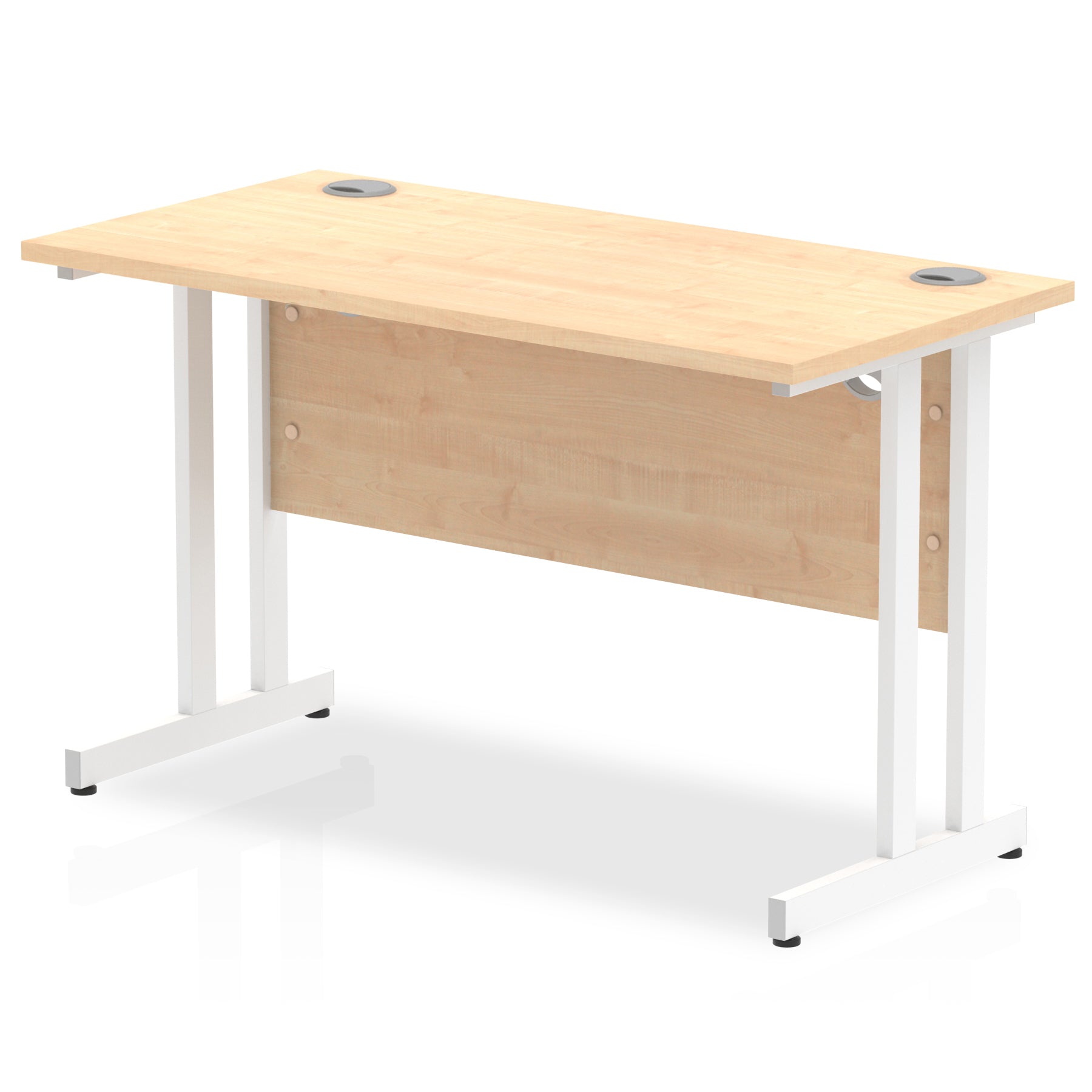 Impulse 1200 x 600mm Straight Desk Maple Top White Cantilever Leg MI002427 - ONE CLICK SUPPLIES