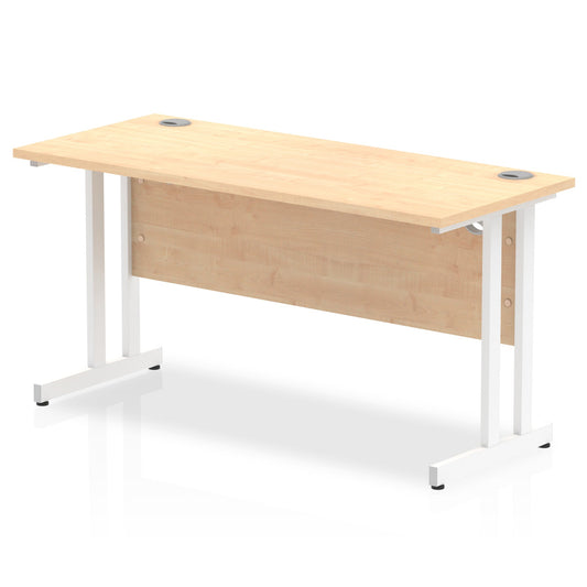 Impulse 1400 x 600mm Straight Desk Maple Top White Cantilever Leg MI002428 - ONE CLICK SUPPLIES