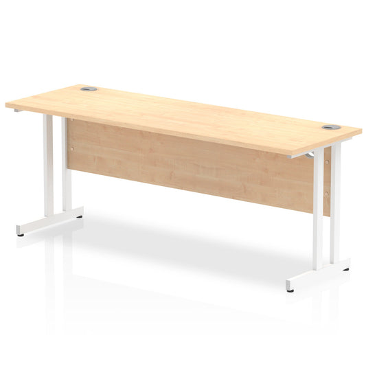 Impulse 1800 x 600mm Straight Desk Maple Top White Cantilever Leg MI002430 - ONE CLICK SUPPLIES