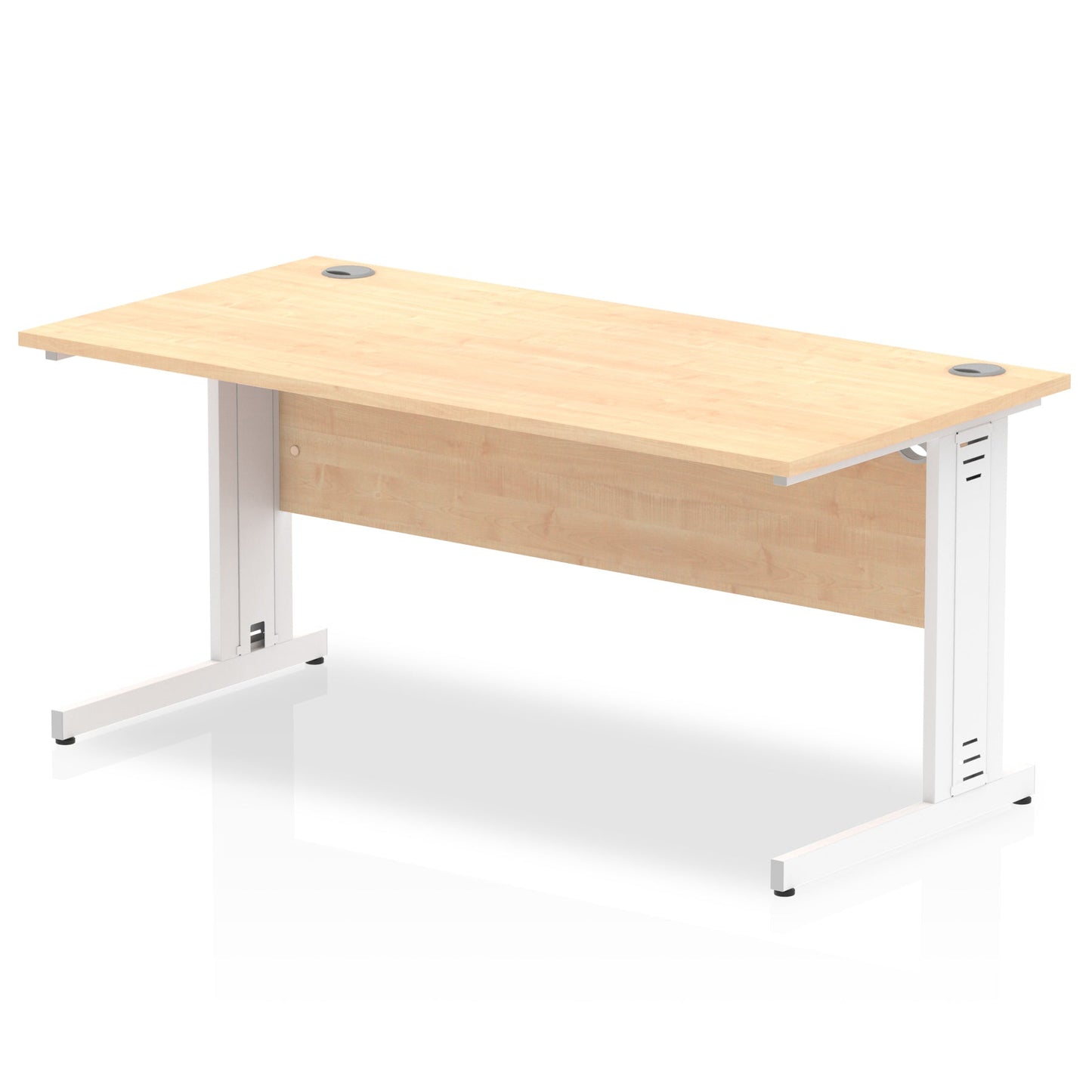 Impulse 1600 x 800mm Straight Desk Maple Top White Cable Managed Leg MI002499 - ONE CLICK SUPPLIES