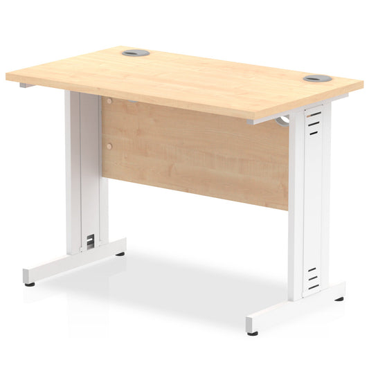 Impulse 1000 x 600mm Straight Desk Maple Top White Cable Managed Leg MI002506 - ONE CLICK SUPPLIES