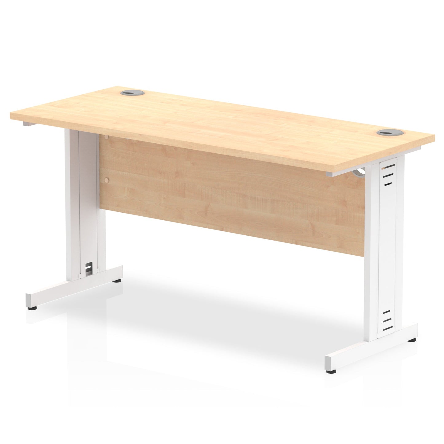 Impulse 1400 x 600mm Straight Desk Maple Top White Cable Managed Leg MI002508 - ONE CLICK SUPPLIES