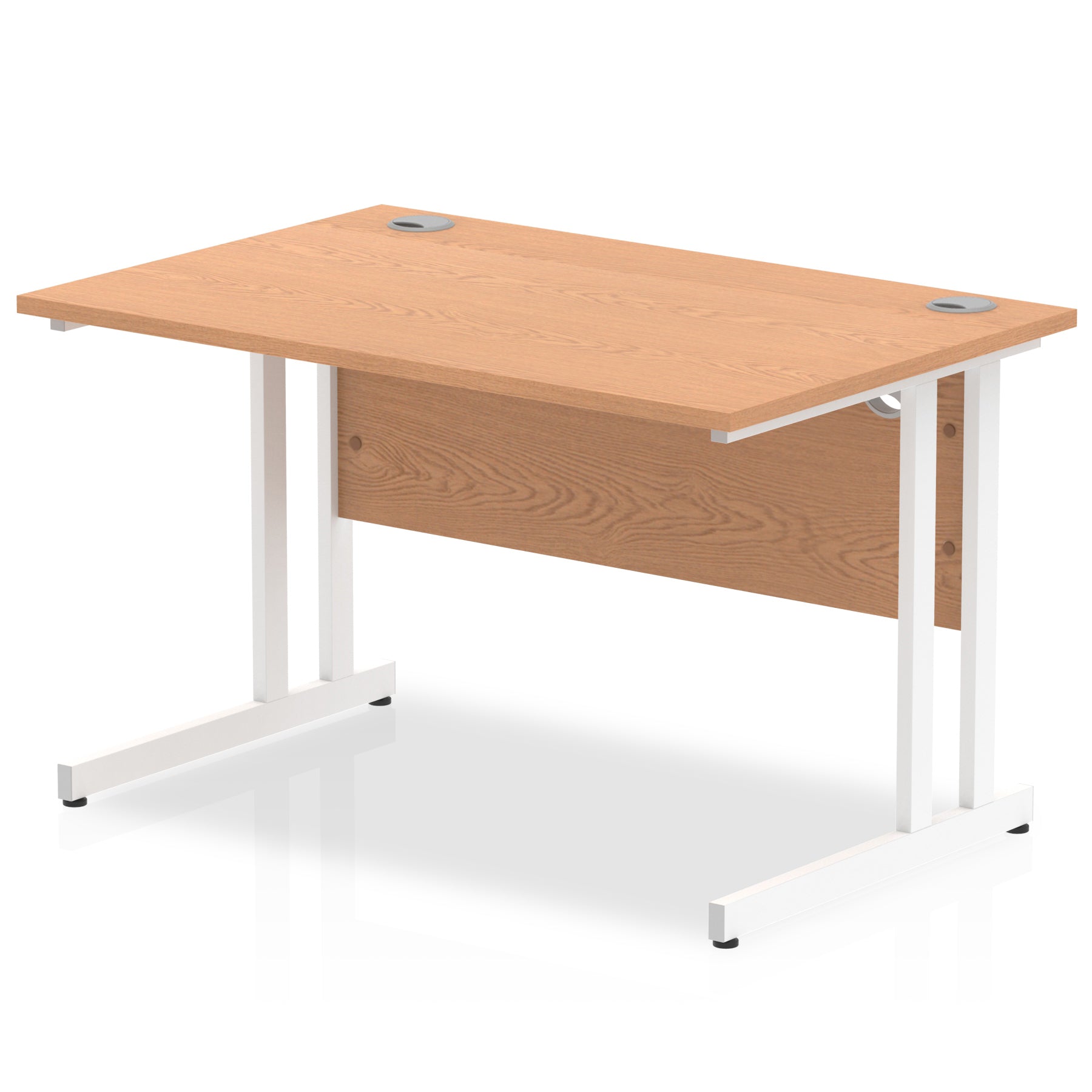 Impulse 1200 x 800mm Straight Desk Oak Top White Cantilever Leg MI002643 - ONE CLICK SUPPLIES