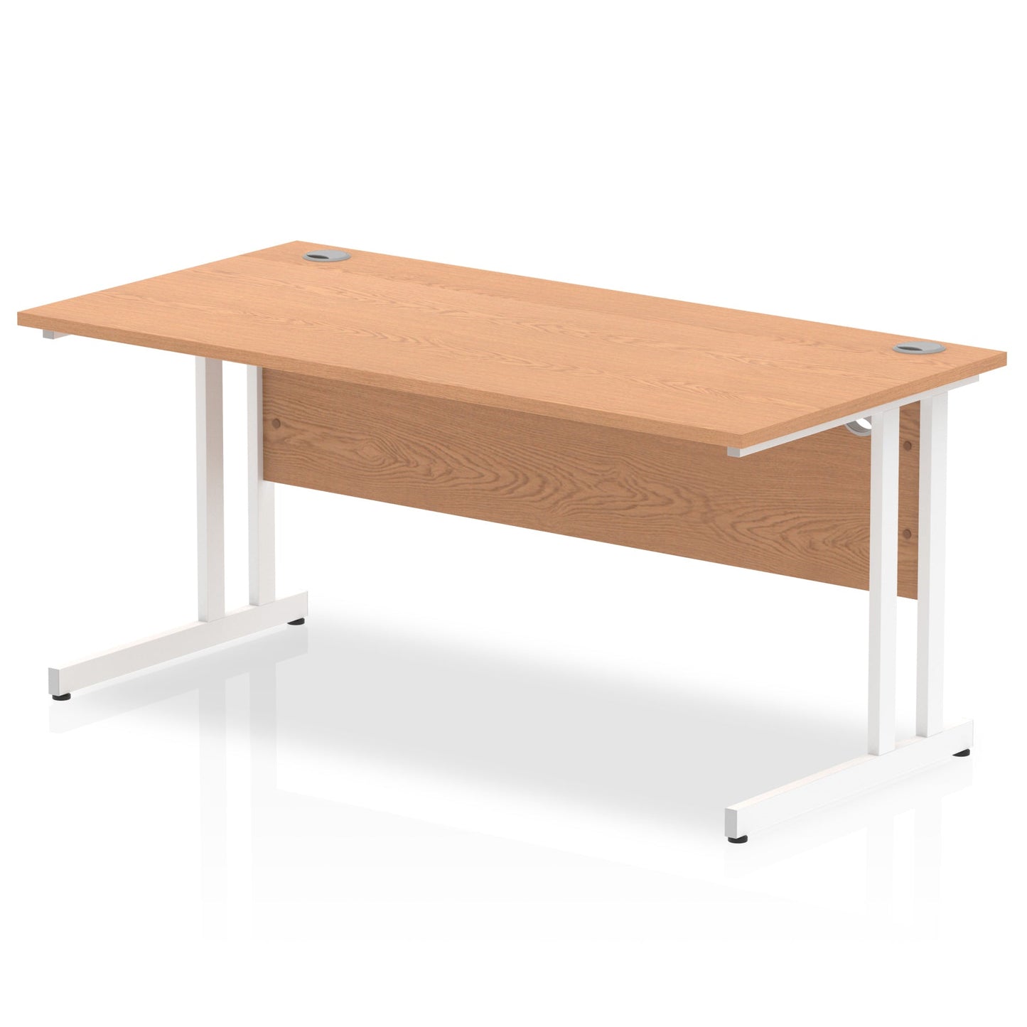 Impulse 1600 x 800mm Straight Desk Oak Top White Cantilever Leg MI002645 - ONE CLICK SUPPLIES