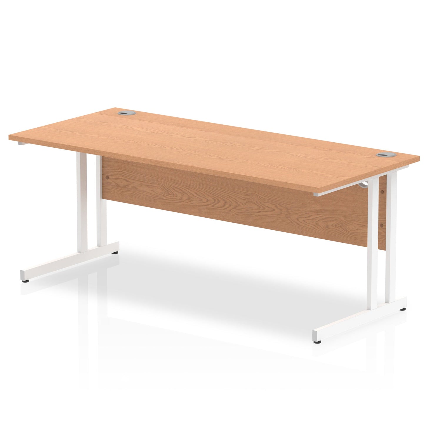 Impulse 1800 x 800mm Straight Desk Oak Top White Cantilever Leg MI002646 - ONE CLICK SUPPLIES