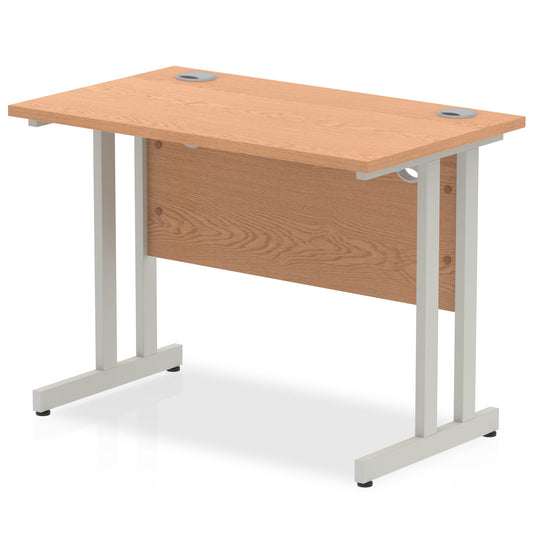 Impulse 1000 x 600mm Straight Desk Oak Top Silver Cantilever Leg MI002647 - ONE CLICK SUPPLIES