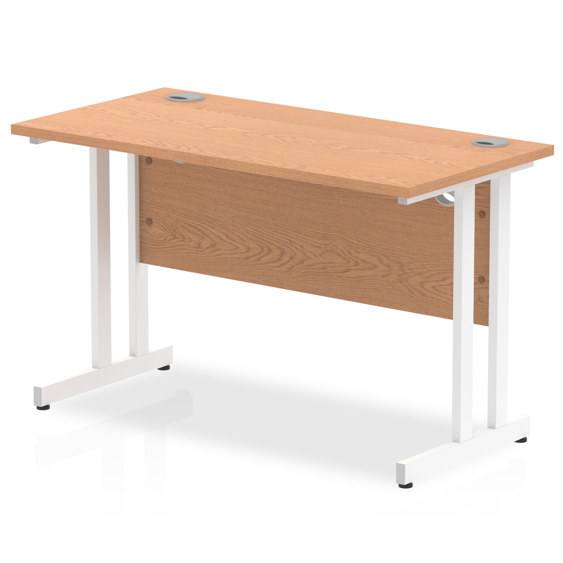 Impulse 1200 x 600mm Straight Desk Oak Top White Cantilever Leg MI002653 - ONE CLICK SUPPLIES