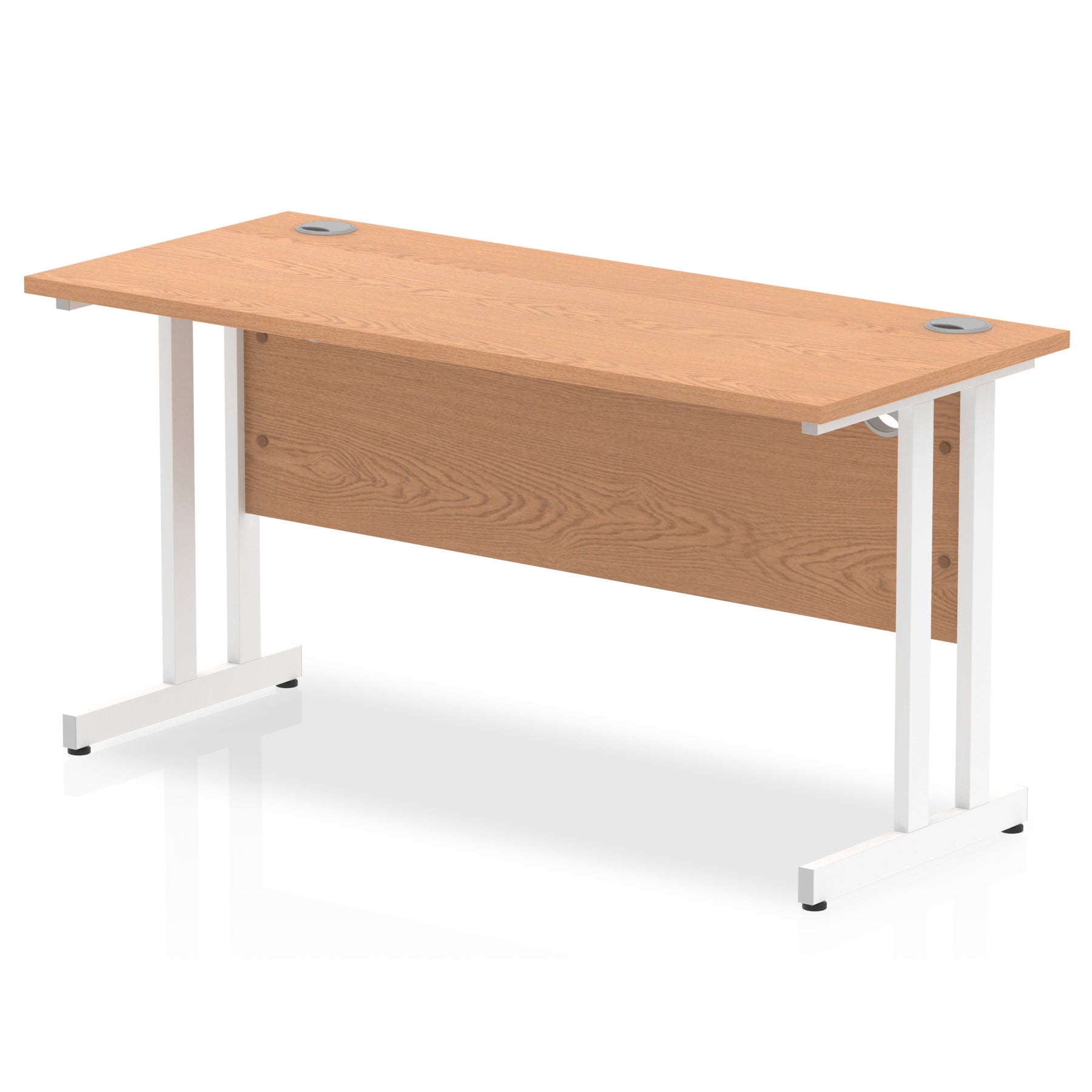 Impulse 1400 x 600mm Straight Desk Oak Top White Cantilever Leg MI002654 - ONE CLICK SUPPLIES