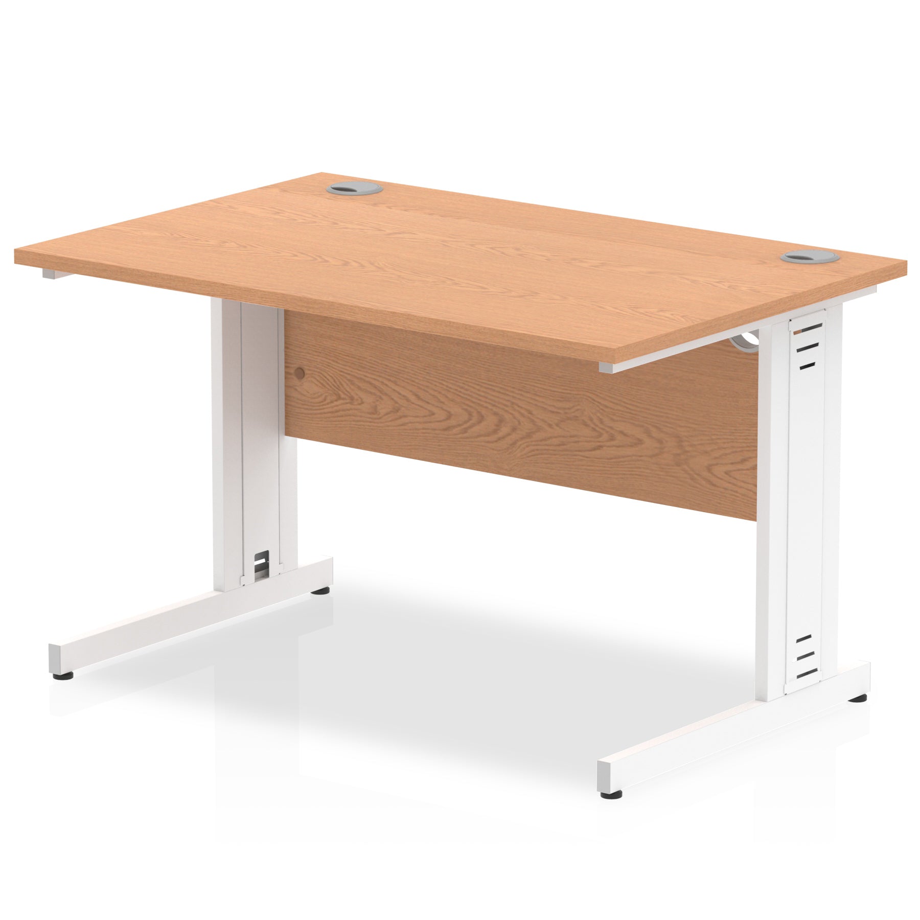 Impulse 1200 x 800mm Straight Desk Oak Top White Cable Managed Leg MI002723 - ONE CLICK SUPPLIES