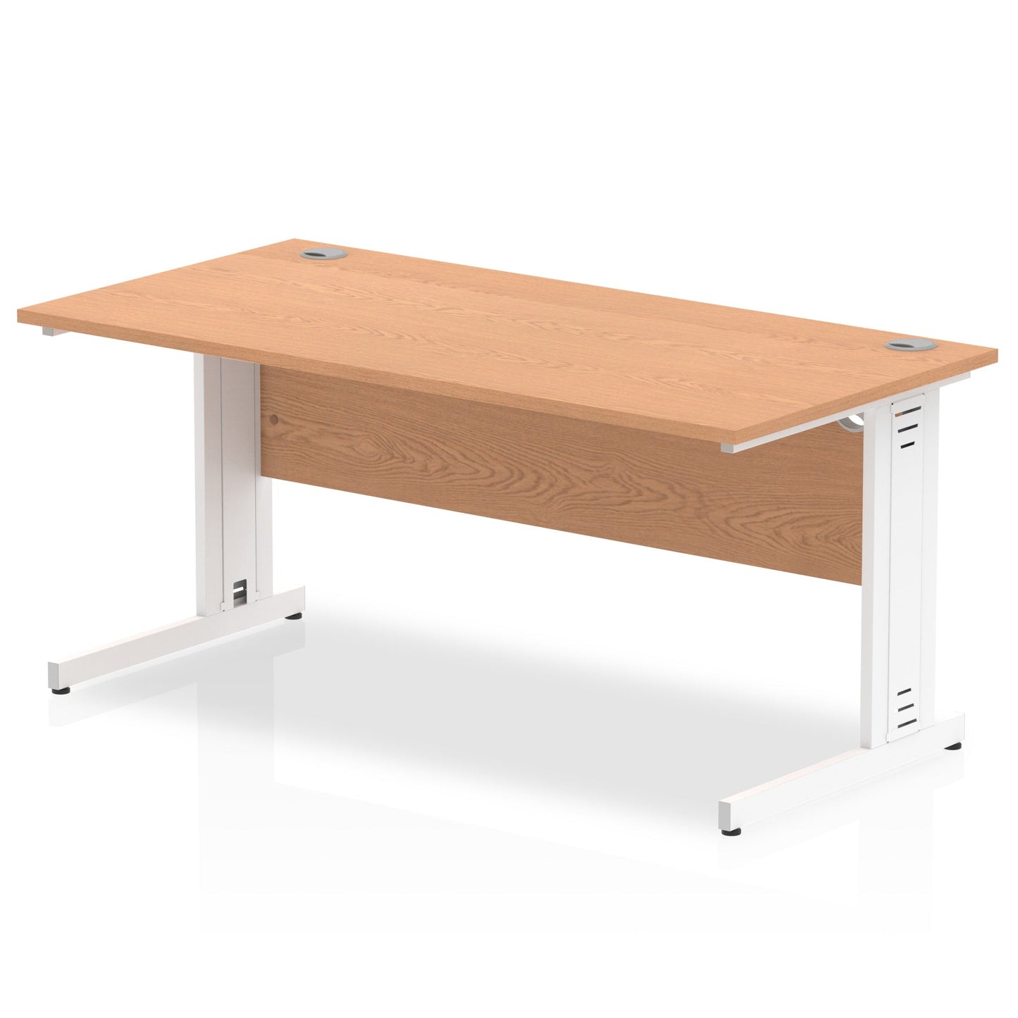 Impulse 1600 x 800mm Straight Desk Oak Top White Cable Managed Leg MI002725 - ONE CLICK SUPPLIES