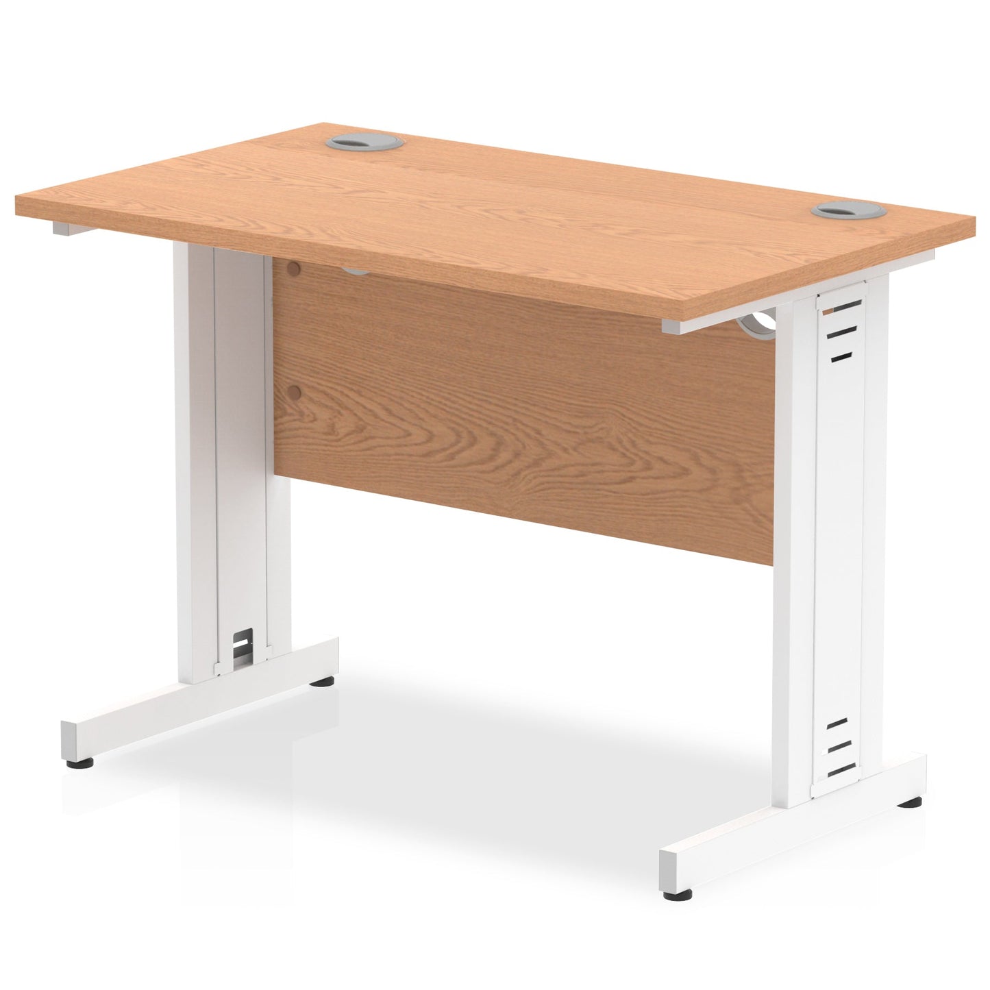 Impulse 1000 x 600mm Straight Desk Oak Top White Cable Managed Leg MI002732 - ONE CLICK SUPPLIES