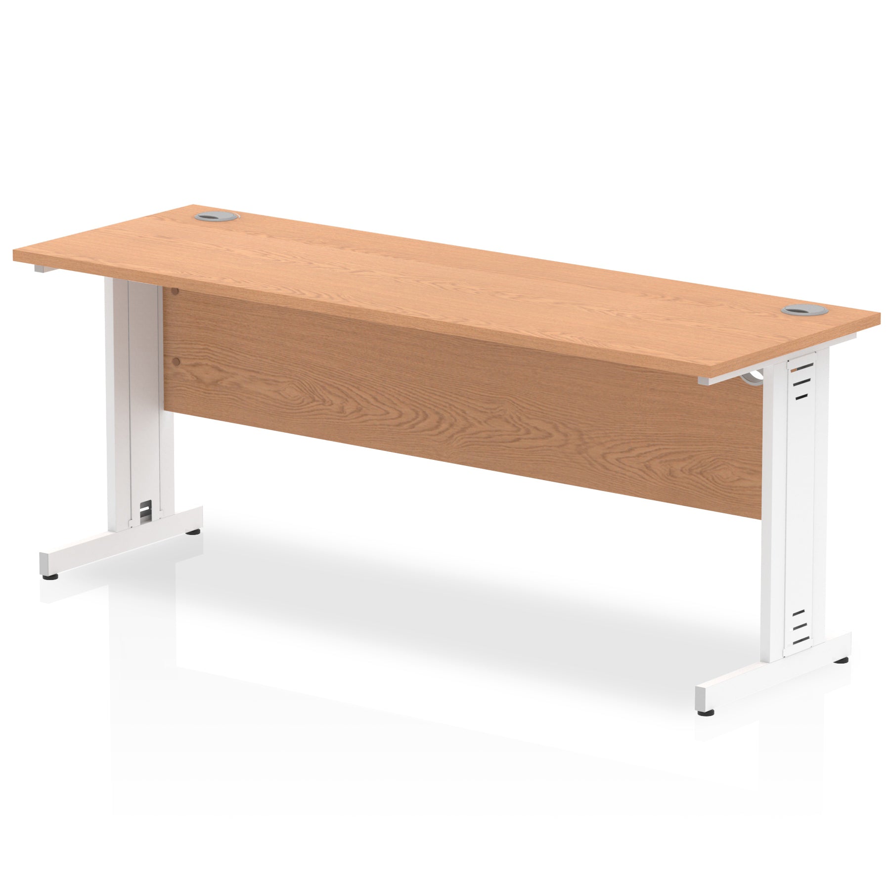 Impulse 1800 x 600mm Straight Desk Oak Top White Cable Managed Leg MI002736 - ONE CLICK SUPPLIES