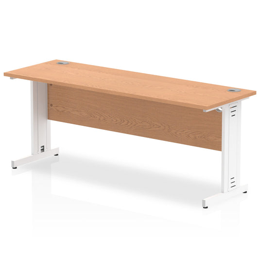 Impulse 1800 x 600mm Straight Desk Oak Top White Cable Managed Leg MI002736 - ONE CLICK SUPPLIES