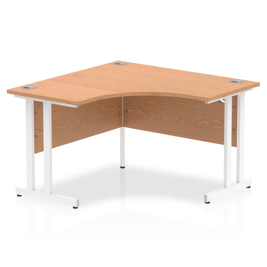 Dynamic Impulse 1200mm Corner Desk Oak Top White Cantilever Leg MI002841 - ONE CLICK SUPPLIES