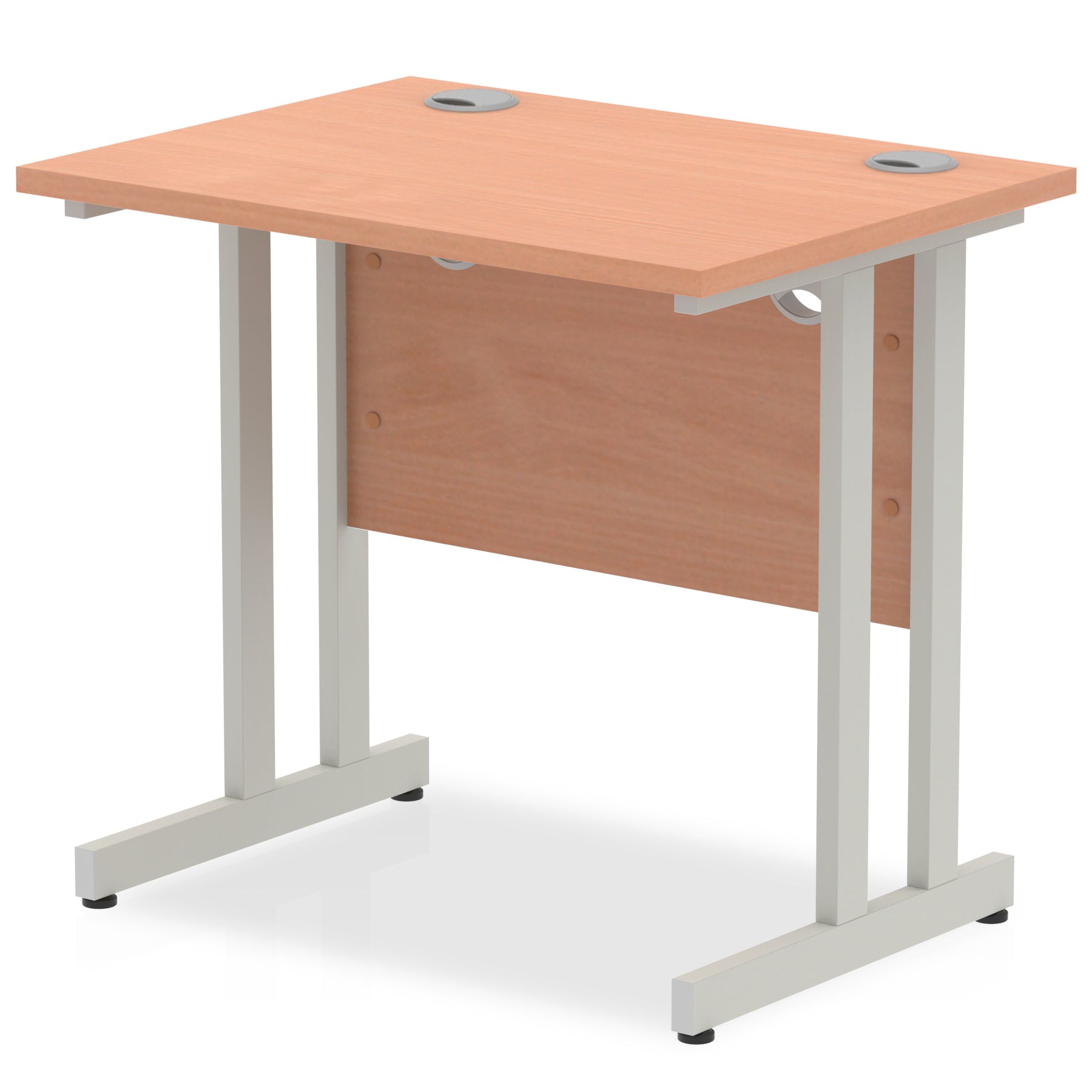 Impulse 800 x 600mm Straight Desk Beech Top Silver Cantilever Leg MI002884 - ONE CLICK SUPPLIES