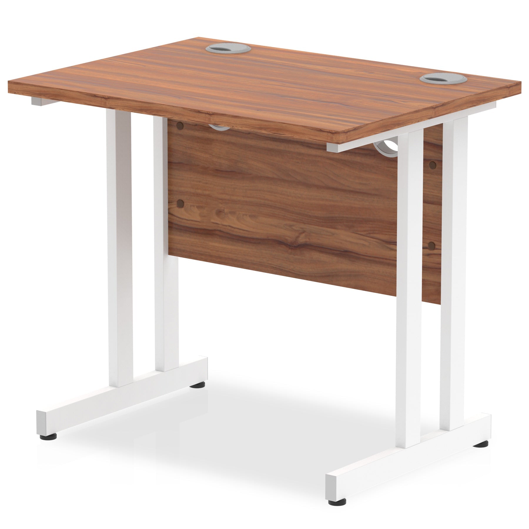 Impulse 800 x 600mm Straight Desk Walnut Top White Cantilever Leg MI002890 - ONE CLICK SUPPLIES