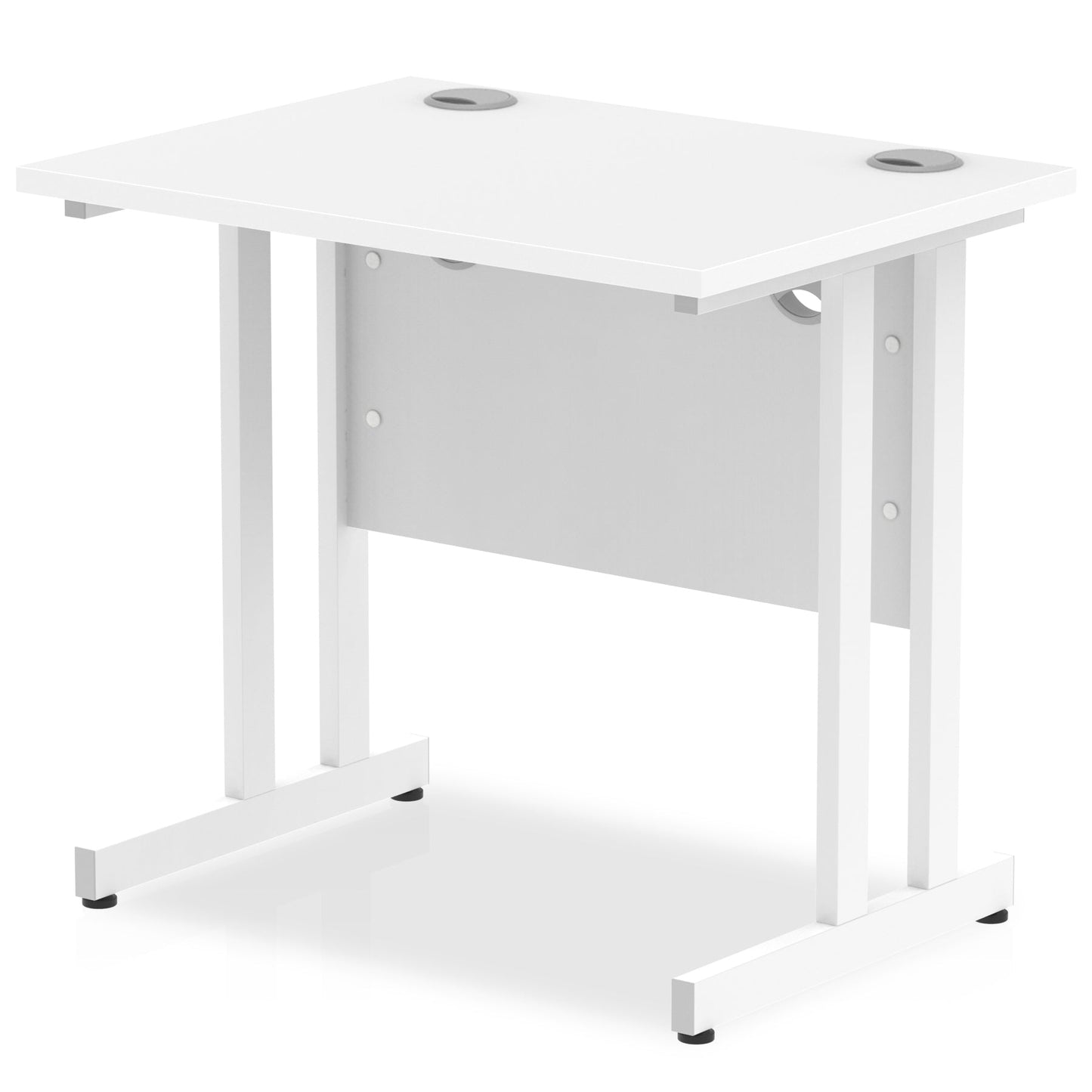 Impulse 800 x 600mm Straight Desk White Top White Cantilever Leg MI002895 - ONE CLICK SUPPLIES