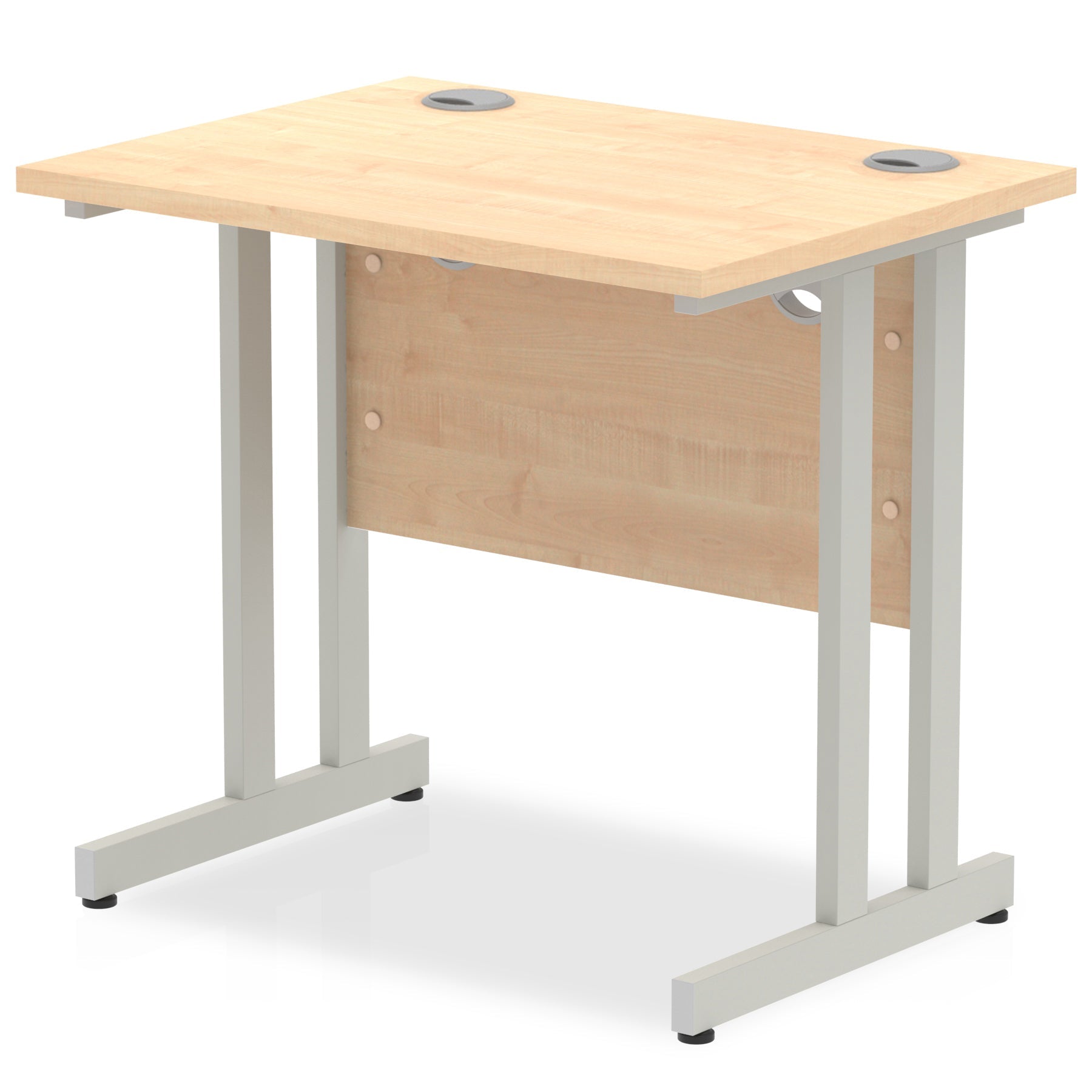 Impulse 800 x 600mm Straight Desk Maple Top Silver Cantilever Leg MI002899 - ONE CLICK SUPPLIES