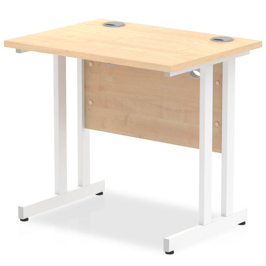 Impulse 800 x 600mm Straight Desk Maple Top White Cantilever Leg MI002900 - ONE CLICK SUPPLIES