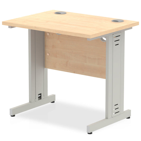 Impulse 800 x 600mm Straight Desk Maple Top Silver Cable Managed Leg MI002902 - ONE CLICK SUPPLIES