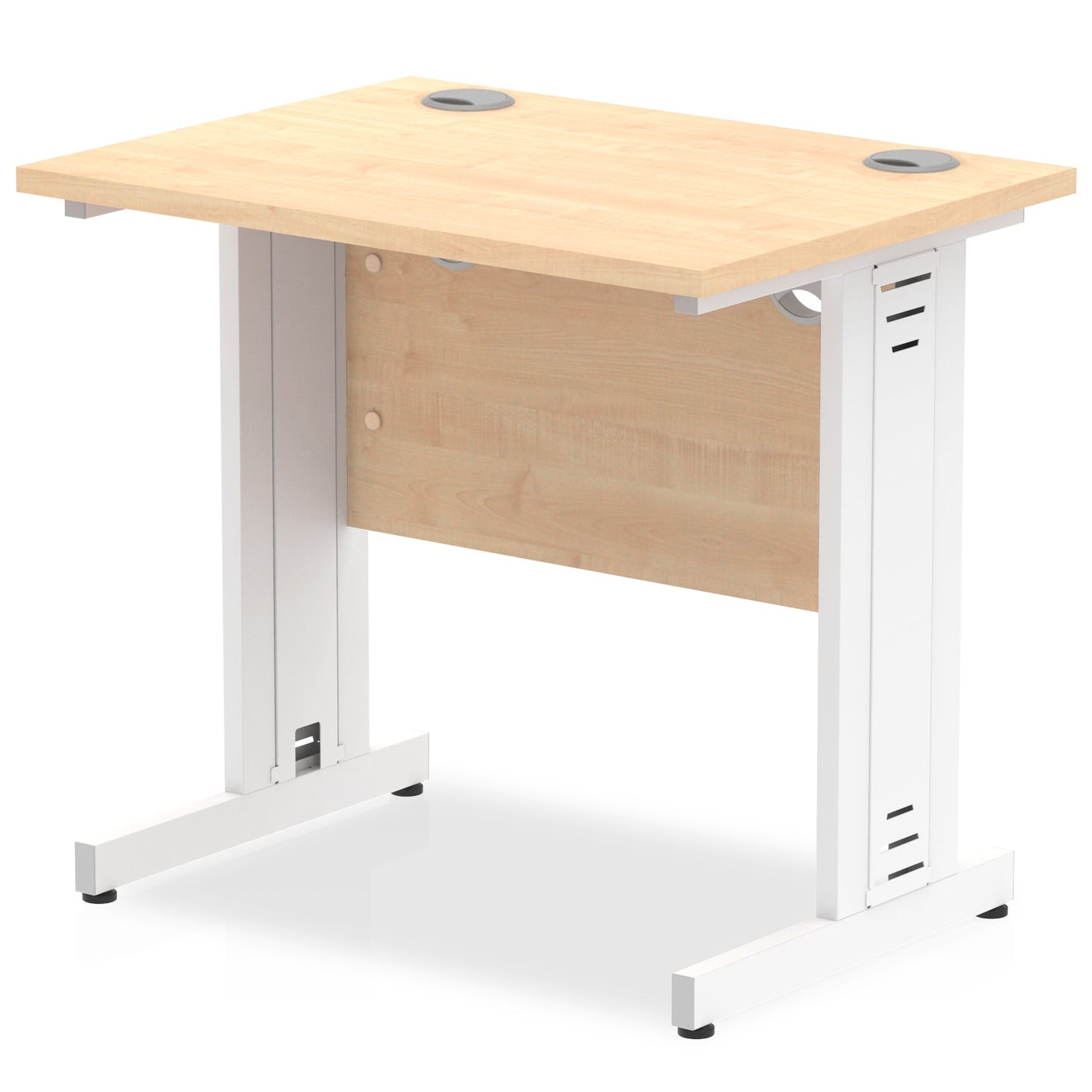 Impulse 800 x 600mm Straight Desk Maple Top White Cable Managed Leg MI002903 - ONE CLICK SUPPLIES